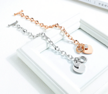 Load image into Gallery viewer, New Fashion Heart-shaped Zircon Bracelet Rose Gold Color OT Clasp Titanium Steel Jewelry