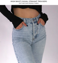 Load image into Gallery viewer, High Waist Loose Comfortable Jeans Mom Jeans Washed Boyfriend Jeans