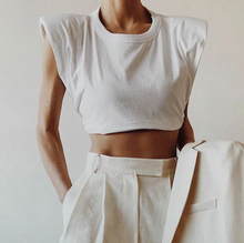 Load image into Gallery viewer, O Neck Sleevelesss Elegant Short T-Shirt